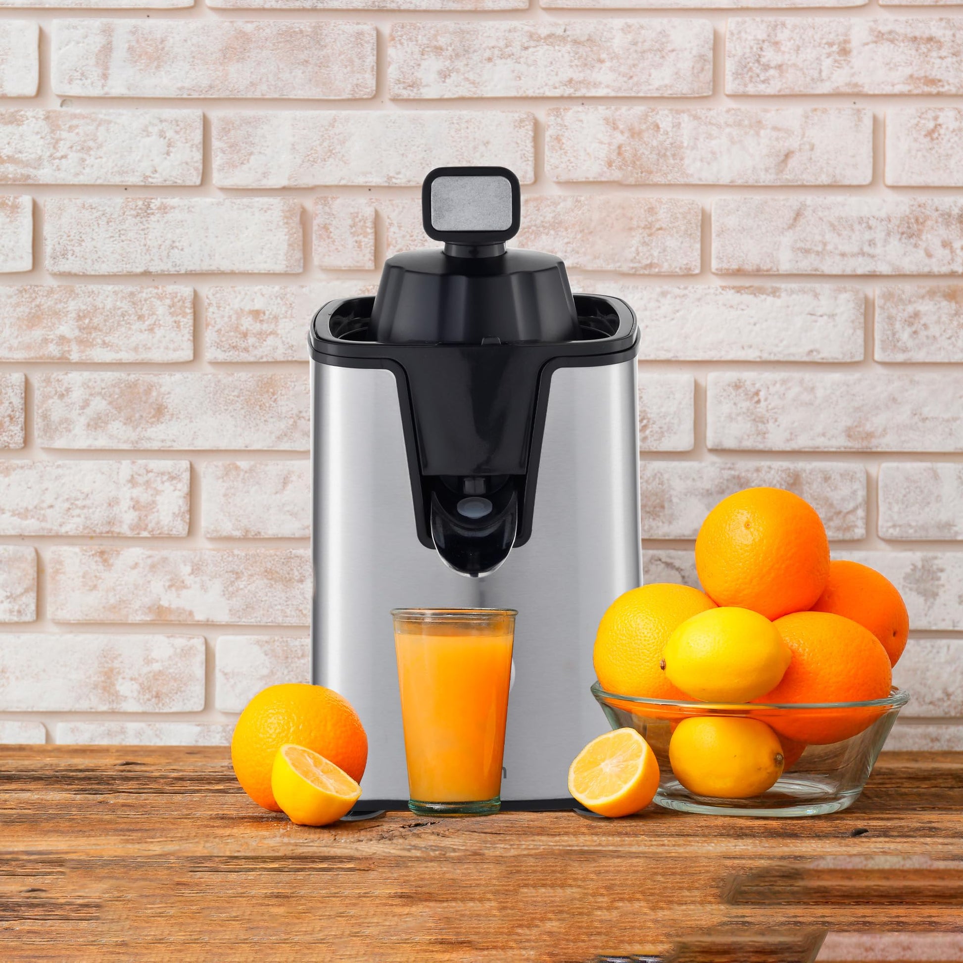 Hukën x MasterChef | Exprimidor Eléctrico de Cítricos CITRUSMAX 200W | Exprimidor de Naranjas y Limones | 2 Conos Dual-Press | Filtro Ajustable | Antiderrame | Acero Inoxidable