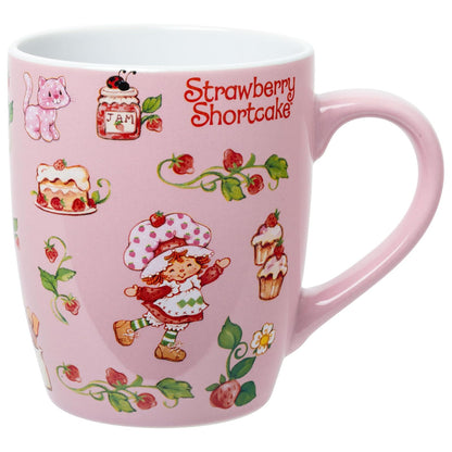 Silver Buffalo Strawberry Shortcake Berry Vines Toss Print Taza de cerámica curvada Jumbo de 25 onzas