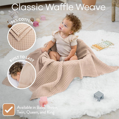 Comfy Cubs Manta para Bebé Tejido Waffle – 102 x 102 cm – Manta de Algodón Suave con Diseño Texturizado – Ligera y Acogedora para Recién Nacidos, Niños y Niñas Rubor