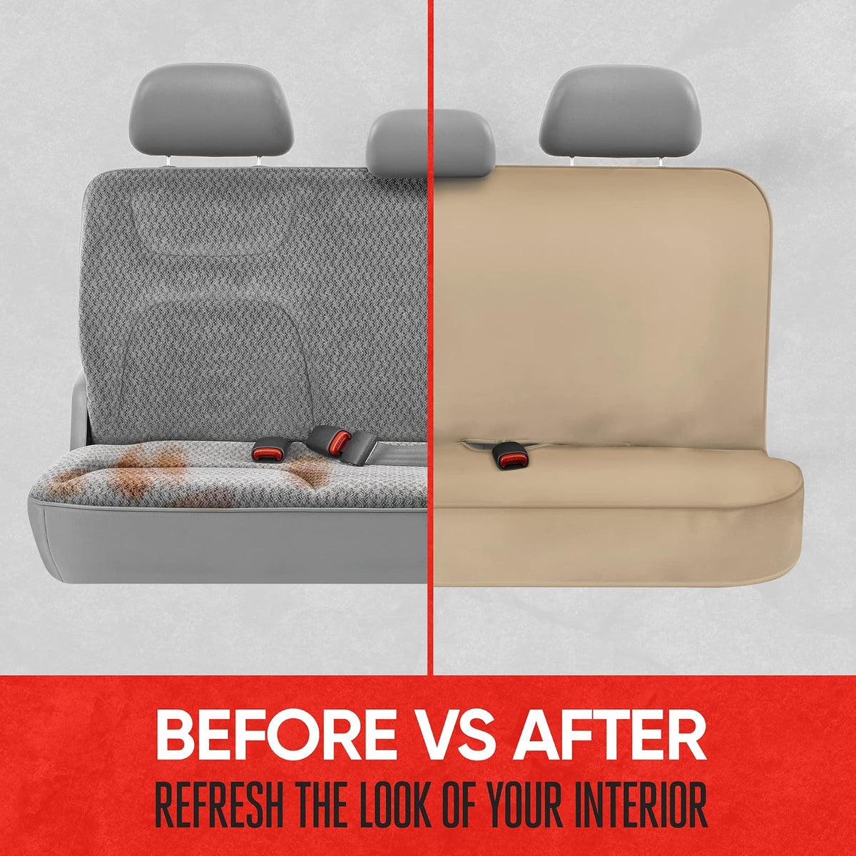 BDK - Funda para asiento trasero de automóvil Motor Trend AquaShield de color beige, impermeable, funda de asiento trasera acolchada de neopreno para automóviles, funda de asiento de automóvil