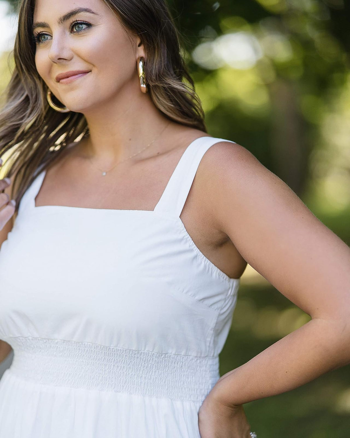 The Drop Vestido Midi Para Mujer, de Tirantes, Blanco Brillante, por @caralynmirand