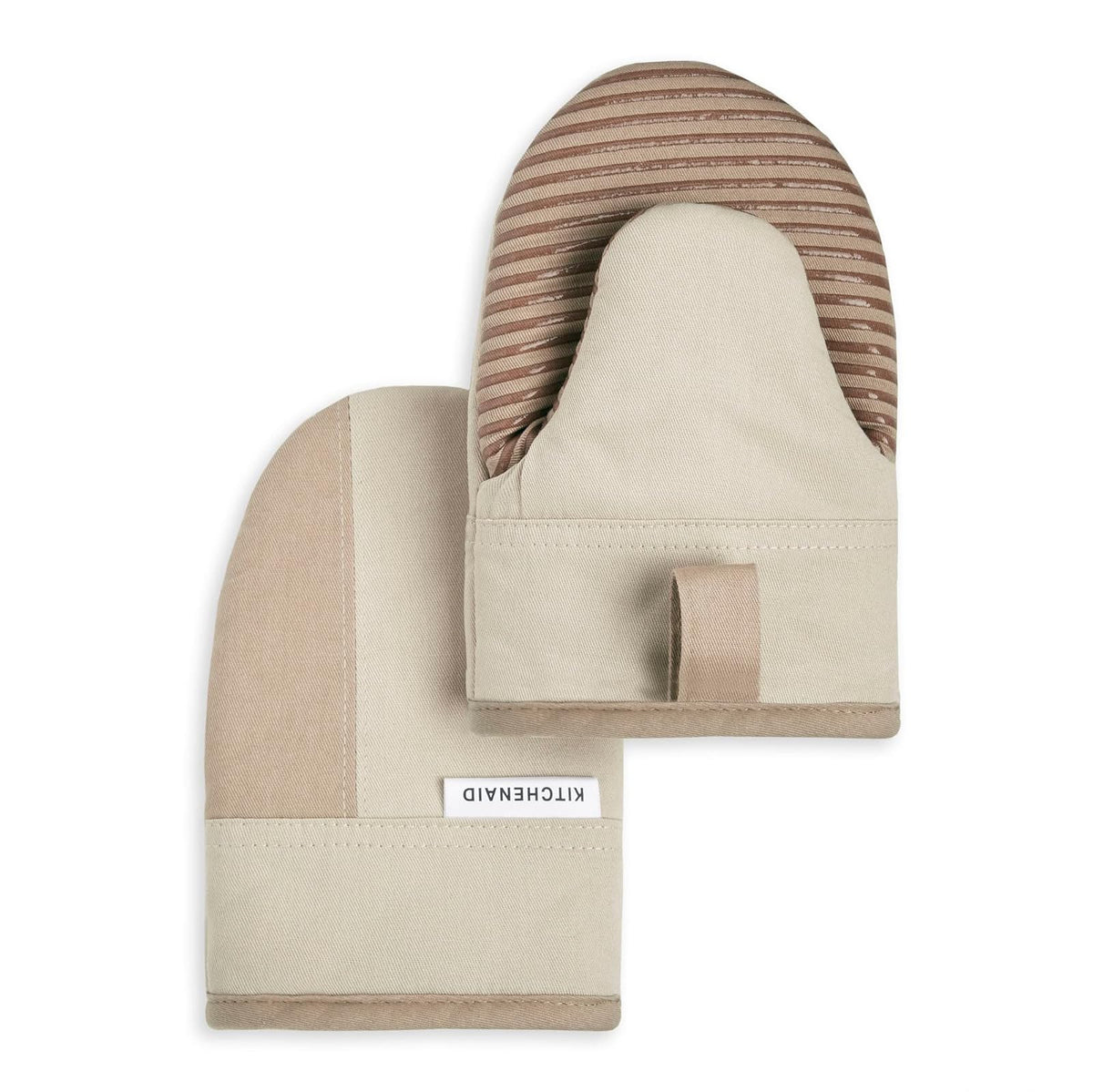 KitchenAid - Juego de Manoplas Antideslizantes de Dos Tonos para Horno, licuado/Beige, 5.5 x 8 Pulgadas, 2 Piezas