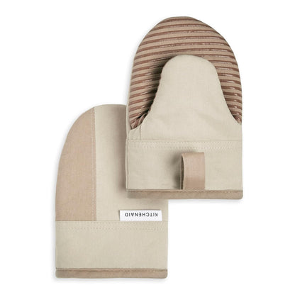 KitchenAid - Juego de Manoplas Antideslizantes de Dos Tonos para Horno, licuado/Beige, 5.5 x 8 Pulgadas, 2 Piezas