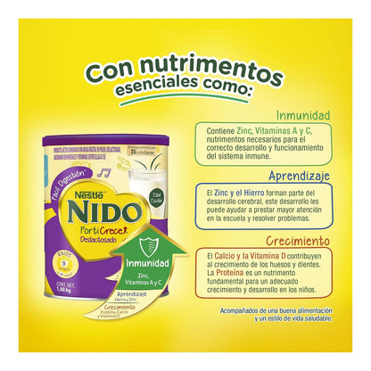 NIDO FortiCrece Deslactosado en Polvo, Lata de 1.08 kg