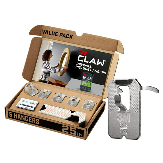 3M CLAW(TM) 25 libras. Colgador de fotos con marcadores de puntos, solución pesada para colgar para decoración de habitación y oficina, incluyendo espejos o arte grande, paquete de 5