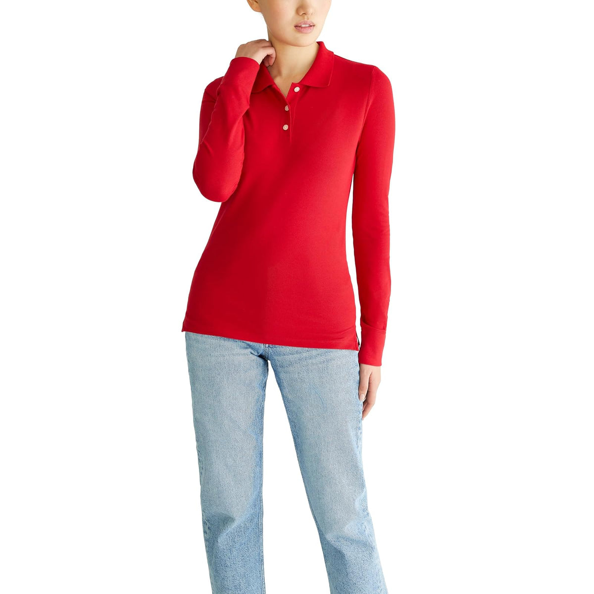 Aeropostale Polo Aero Manga Larga para Mujer - XL - Rojo True