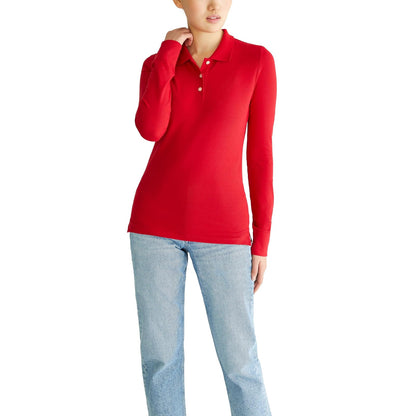Aeropostale Polo Aero Manga Larga para Mujer - XL - Rojo True