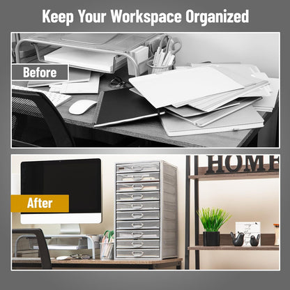 Mind Reader File Storage Drawers, Desk Organizer, Multi-Purpose, Crafts, Office, Metal Mesh, 10.75" L x 14" W x 21.25" H, Silver
