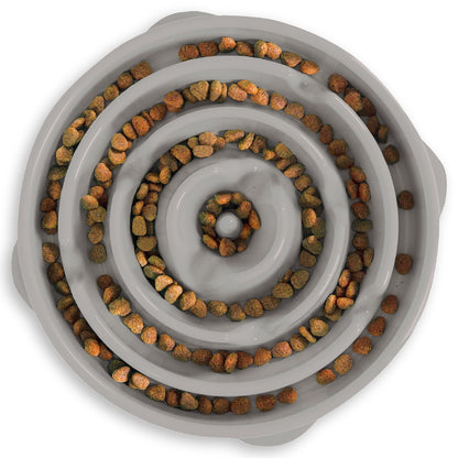 Outward Hound Fun Feeder Slo Bowl Comedero Lento para Perro, Gris - Large - Gris Drop