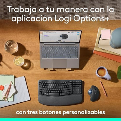 Logitech Ergo M575S Mouse inalámbrico con trackball, Mouse ergonómico inalámbrico con Bluetooth y dongle cifrado, Control cómodo con el Pulgar, Seguimiento preciso y Fluido, para PC/Mac - Grafito