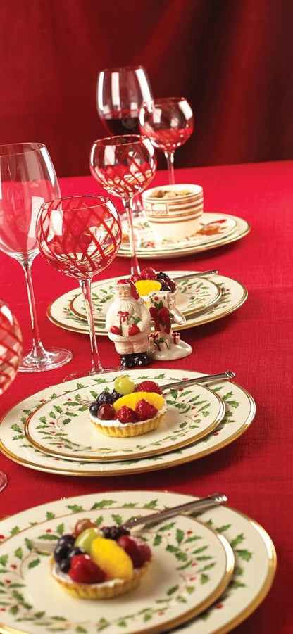 Lenox Set 6 Platos para Ensalada Holiday Porcelana Marfil Navideña 20 cm Oro 24 Quilates