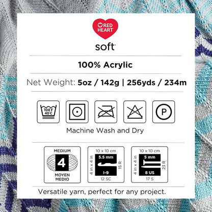 Red Heart - Hilo blanco suave - Paquete de 3 unidades de 141 g/5 oz - Acrílico - 4 Medianos (Peinado) - 256 yardas - Tejer/Crochet
