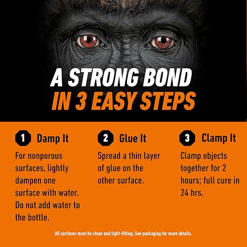 Gorilla Original, Pegamento Impermeable De Poliuretano, Botella De 8 Onzas, Marrón