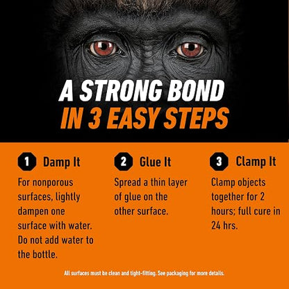 Gorilla Original, Pegamento Impermeable De Poliuretano, Botella De 8 Onzas, Marrón
