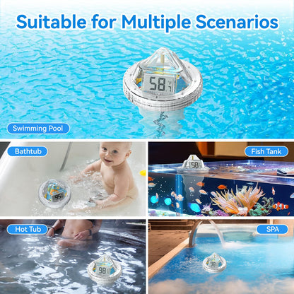 - Termómetro inteligente para piscina con puerta de enlace WiFi, digital flotante antivaho 360° con IPX7 impermeable, alerta de notificación de aplicación remota para tina de hidromasaje