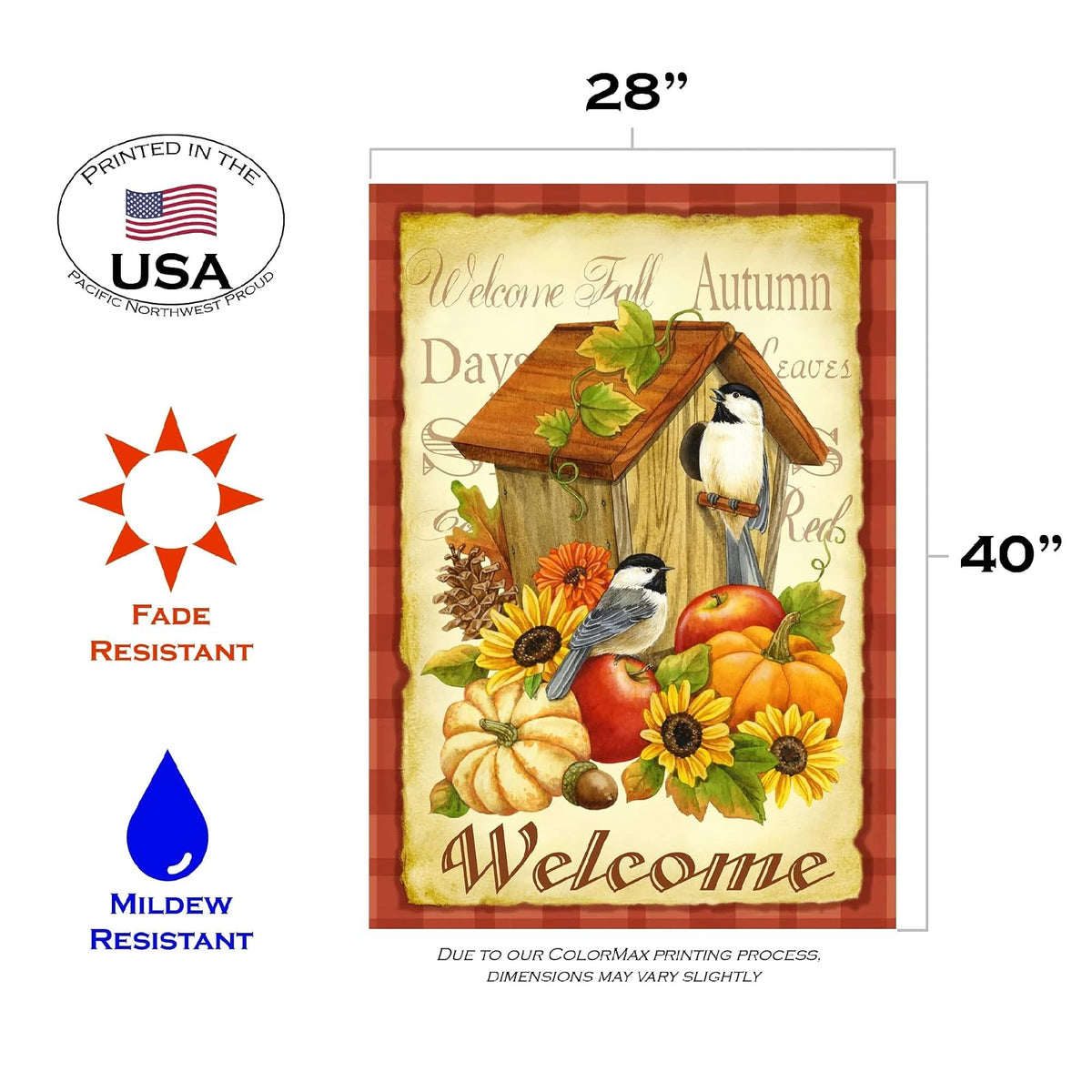 Toland Home Garden 102503 - Bandera de otoño de pájaros de otoño, 28 x 40 pulgadas, doble cara para decoración de patio de al aire última intervensión
