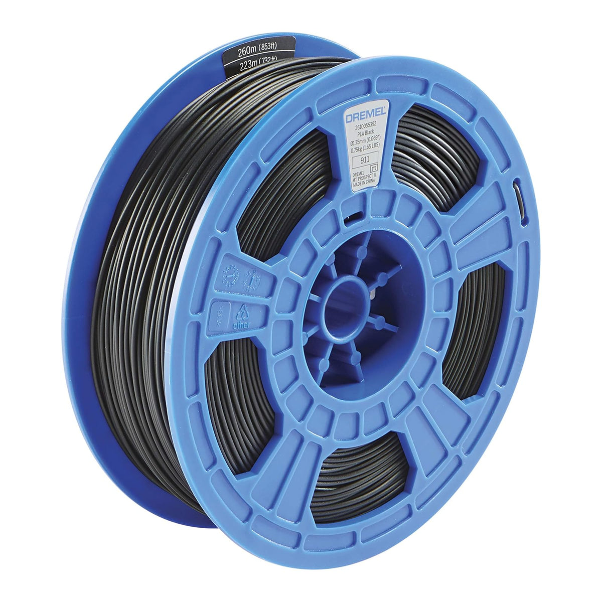 Dremel DigiLab Filamento PLA para Impresora 3D, 1.75 mm, 0.75 kg - Negro - - Filamento para impresora