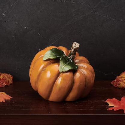 Fitz and Floyd Harvest - Figura de cerámica de Calabaza Lateral de Halloween, 5.5 Pulgadas