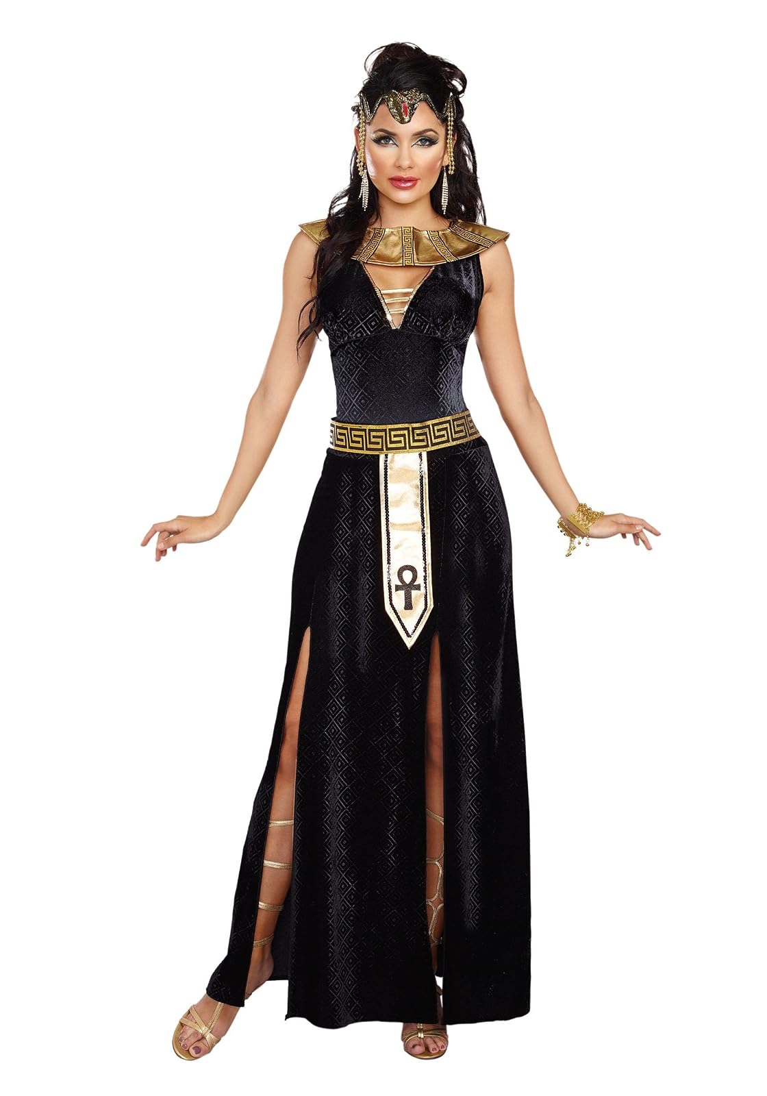 Dreamgirl - Exquisito disfraz de Cleopatra para mujer, negro y dorado, pequeño