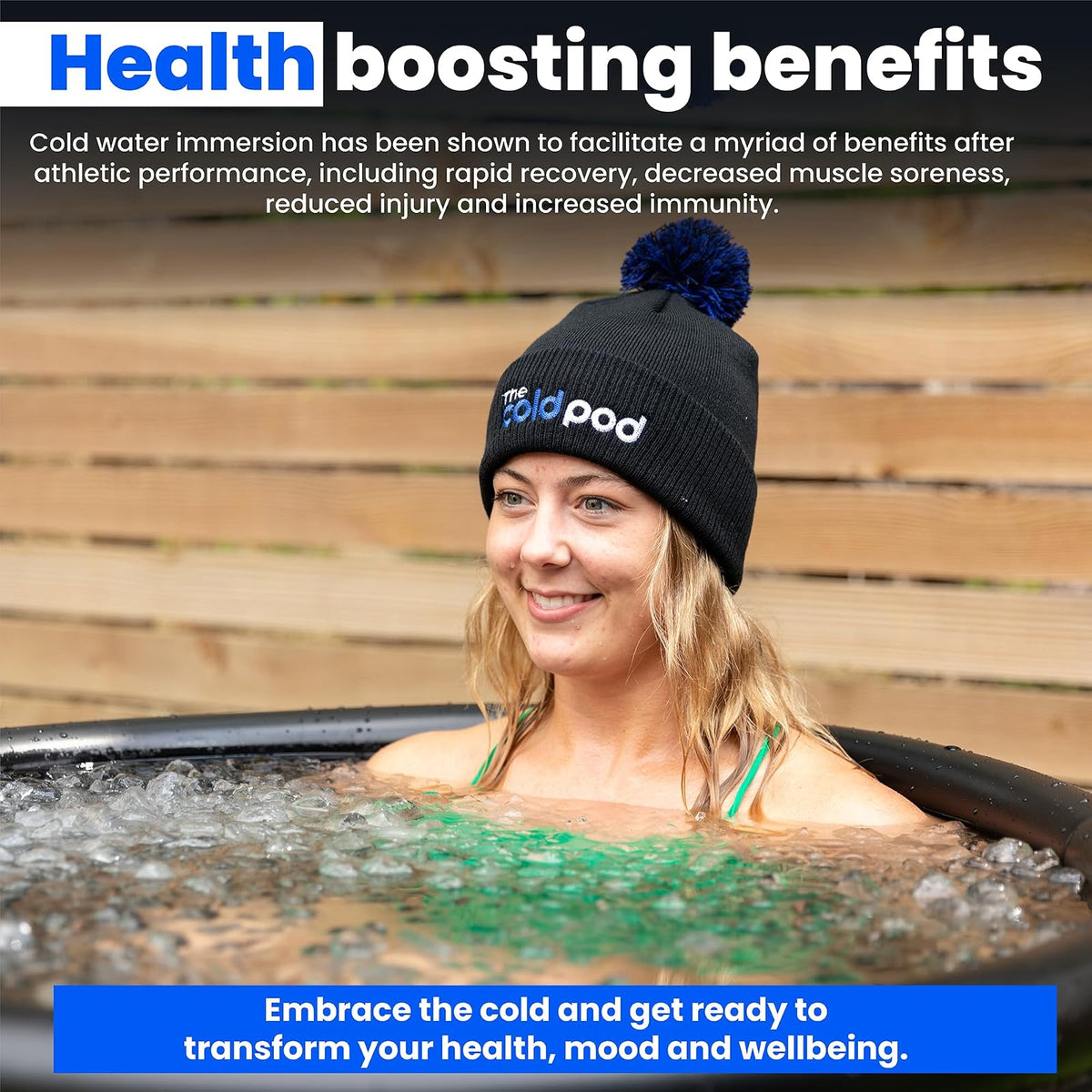 The Cold Pod - tina de hielo para atletas con funda: tina de inmersión fría de 88 galones para recuperación, piscina de baño de hielo portátil de múltiples capas