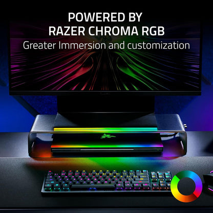Razer Monitor Stand Chroma | Altura ergonómica, aluminio duradero soporta hasta 20 kg, organizar estante de almacenamiento, Chroma RGB