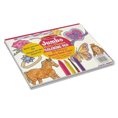 Melissa & Doug: Colección de Autoadhesivos y Libros de Colorear: Princesas, Hadas, Animales y Más (100 Hojas, 11 x 14 Pulgadas, Rosa y Púrpura)