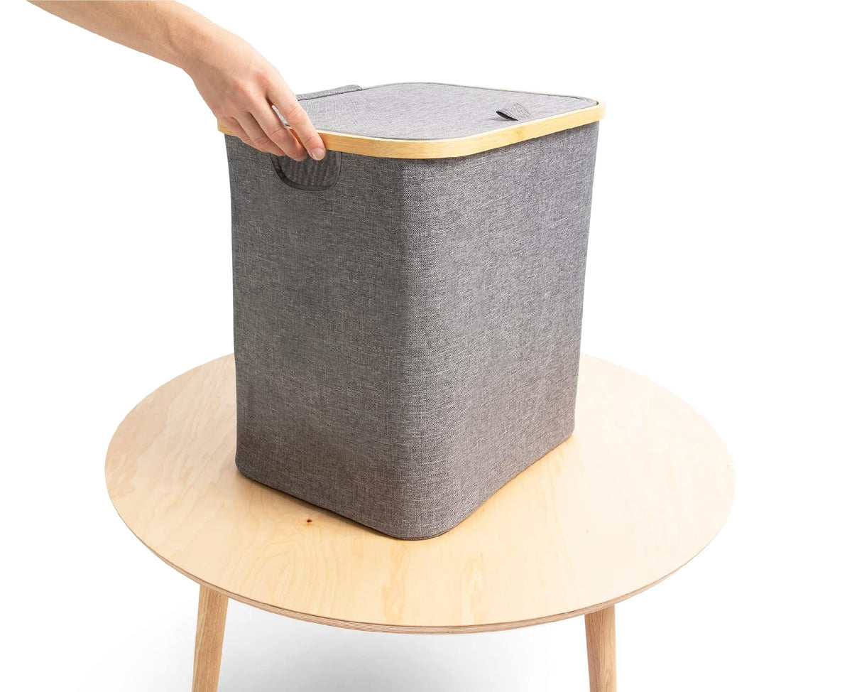 Homeware Cesto Rectangular Grande, Plegable y Resistente, Ideal para Interiores y Exteriores, Diseño Minimalista con Tapa de Protección y Asas, Colores Neutros Que Combinarán con tu Estilo Decorativo