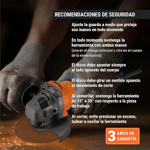 Truper COMBOE-4-1/2A12, Esmeriladora 4-1/2" 750 W, 10 discos y flexómetro