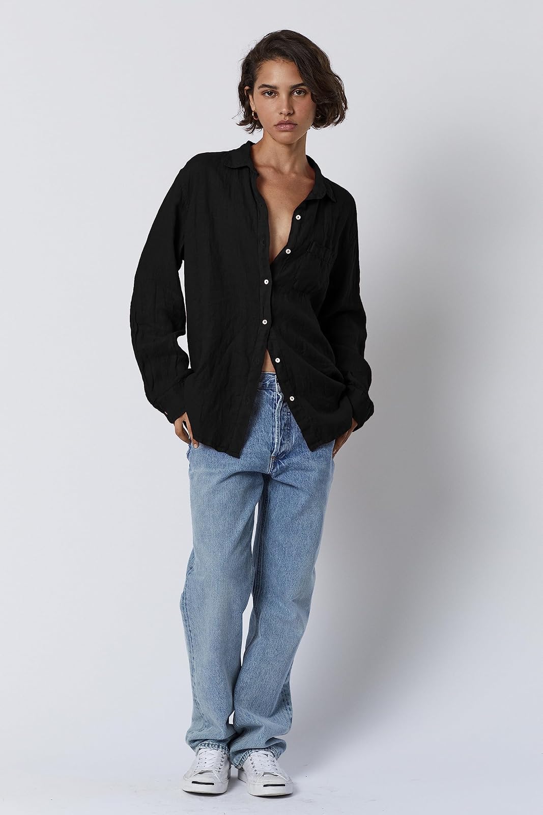 Velvet by Graham & Spencer Mulholland Camisa de Lino Camisa Abotonada para Mujer
