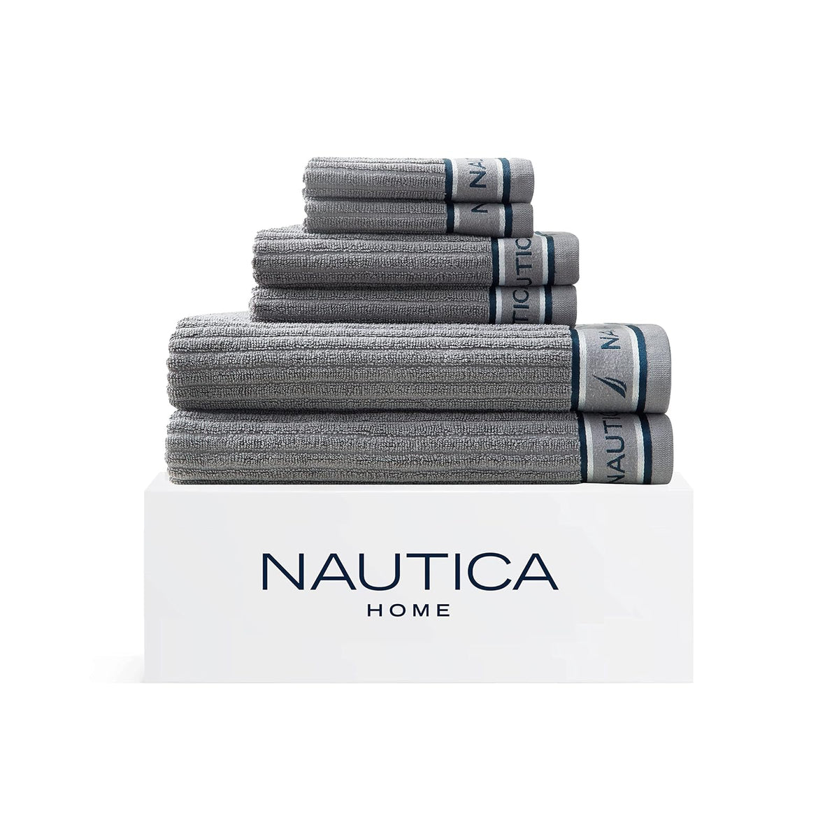Nautica - Juego de Toallas de baño 100% algodón, Suave y Absorbente, Juego | 100% algodón, suave y absorbente, de secado rápido, lavable a máquina, fácil cuidado, comodidad durante todo el año