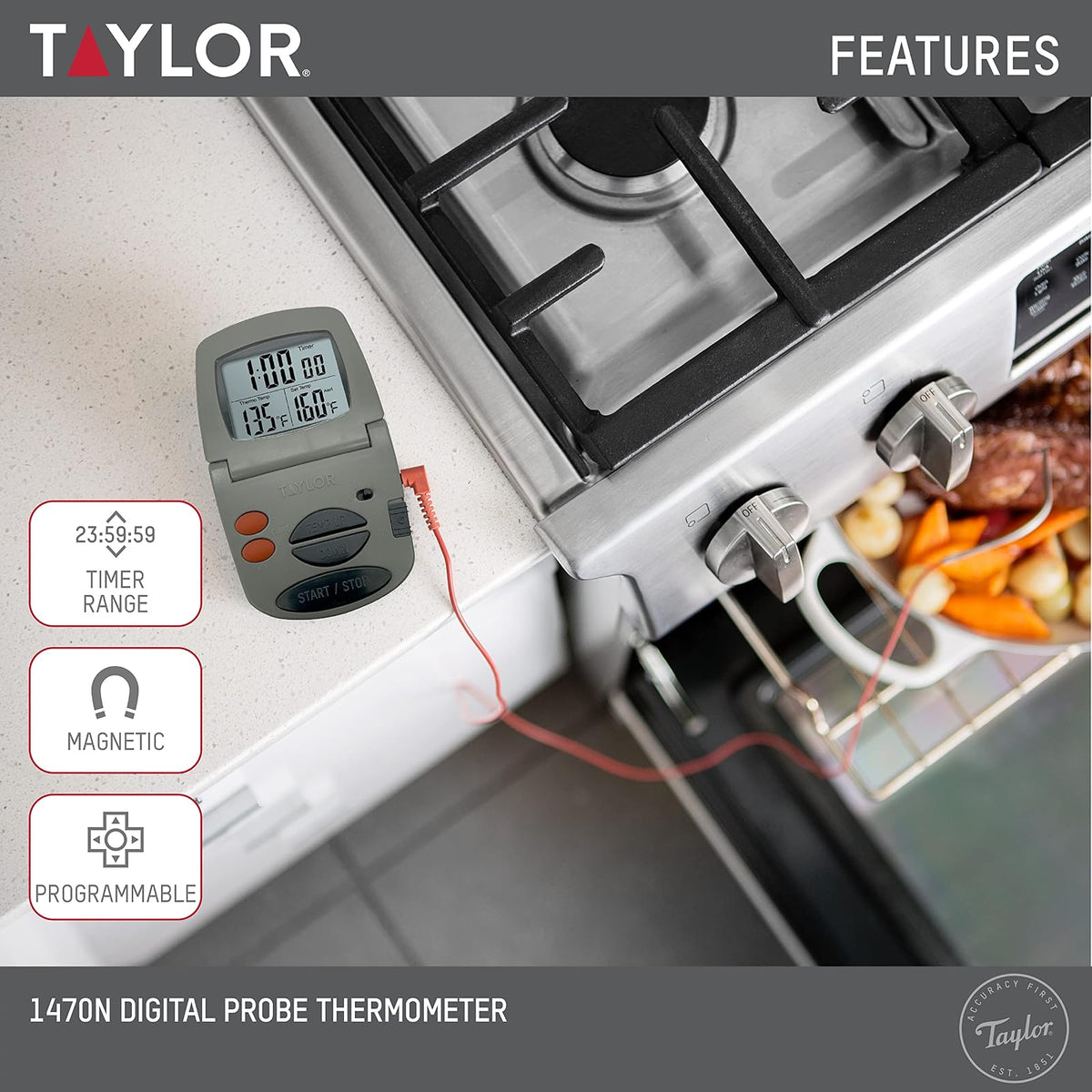 Taylor Precision Products - Termómetro digital para sonda de cocina (1 unidad)