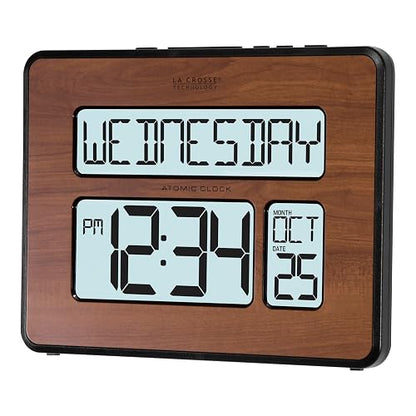 La Crosse Technology 513-1419BL-WA-INT Atomic - Reloj de Calendario Digital Grande, Paquete de 1, Color marrón