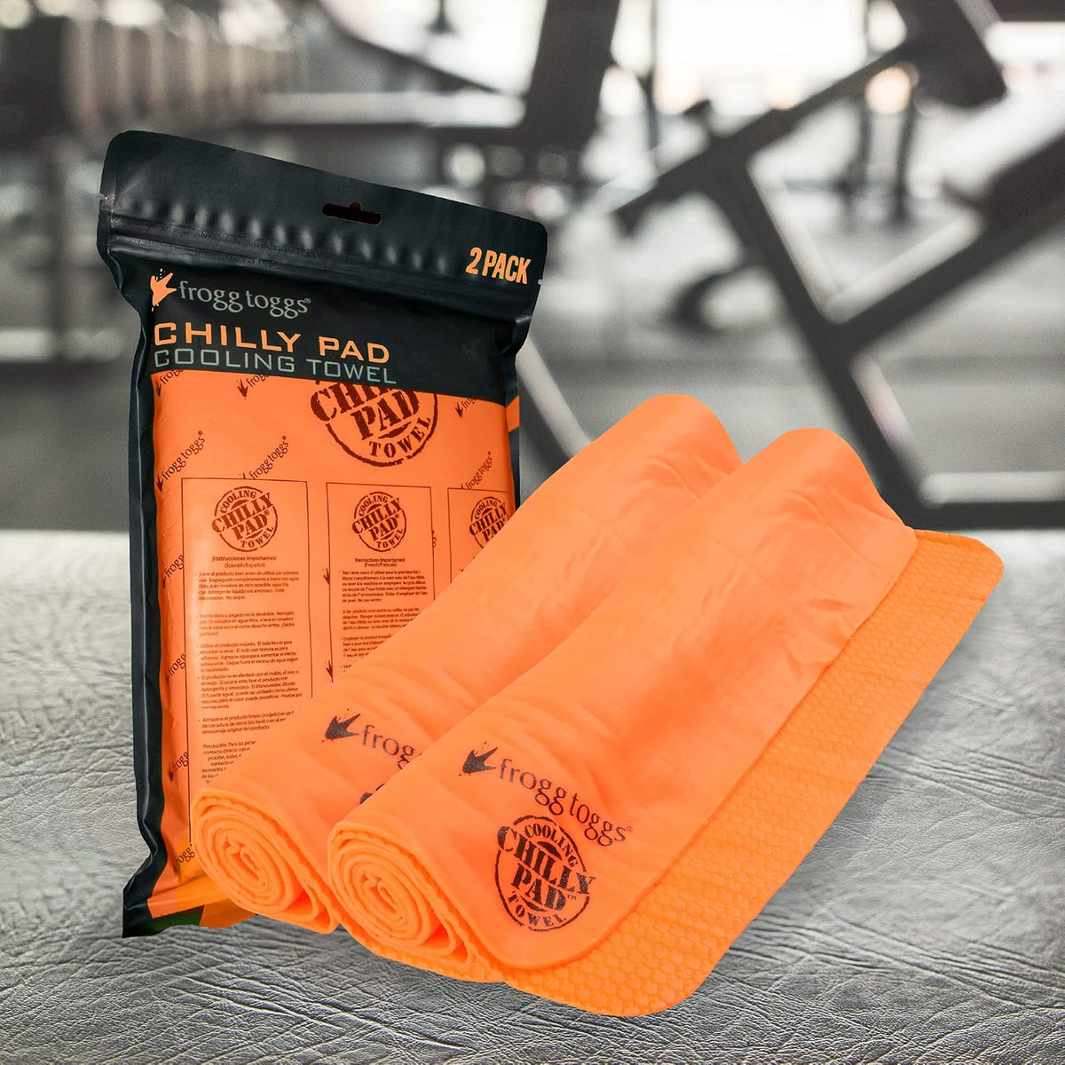 FROGG TOGGS Standard Chilly Pad Cooling Towels, Orange-2 Pack, 33" x 13"