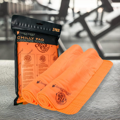 FROGG TOGGS Standard Chilly Pad Cooling Towels, Orange-2 Pack, 33" x 13"