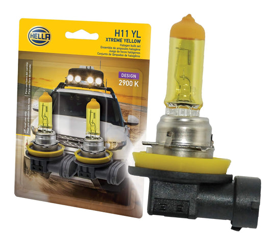 Hella H11 YL Focos Halogénicos H11 Amarillos 12 V 55 W, Paquete de 2