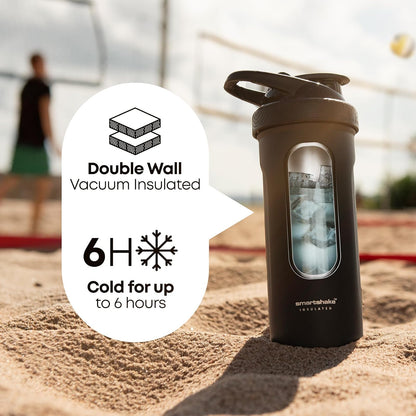 SmartShake Insulated Botella de Acero Inoxidable color Azul (750 ml/25 onzas) | Doble Pared con Aislamiento, Mezcla Silenciosa, BPA & DEHP Free| Botella de agua a prueba de fugas
