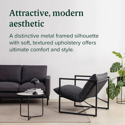 ZINUS Aidan Sling Accent Sillón con Marco de Metal con amortiguación de Espuma triturada, Gris Oscuro