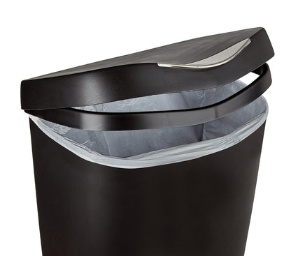 Umbra Brim Bote de Basura Moderno Grande con Tapa para Cocina y Baño, 50L, Negro