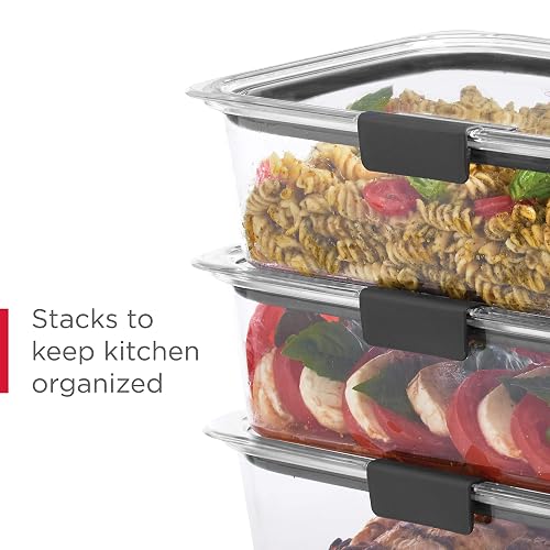 Rubbermaid Recipientes de almacenamiento de alimentos con tapas para almuerzo, preparación de comidas y sobras, aptos para lavaplatos, 1.3 tazas, transparente/gris