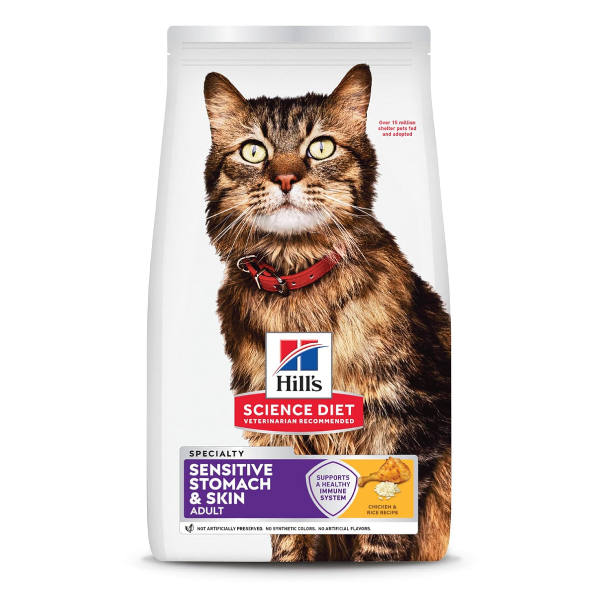 Hill's Science Diet Croquetas para Gato con Piel Y Estomago Sensible 7Kg | Croquetas Hill's para gato, pollo real, piel y estómago sensible, alta digestibilidad, barrera cutánea sana