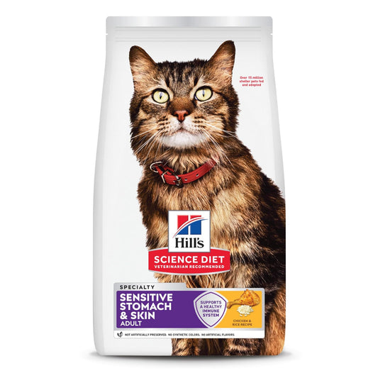 Hill's Science Diet Croquetas para Gato con Piel Y Estomago Sensible 7Kg | Croquetas Hill's para gato, pollo real, piel y estómago sensible, alta digestibilidad, barrera cutánea sana