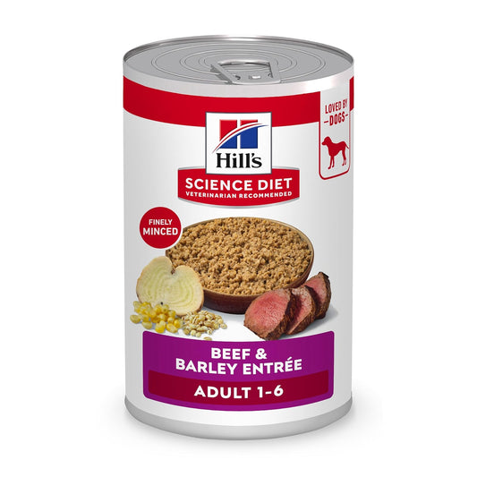 Hill's Science Diet Alimento Húmedo para Perro Adulto Res 12 Pack 370G | Alimento húmedo Hill's para perro, carne de res, digestión saludable, sistema inmunológico fuerte, omega-6 y vitamina E