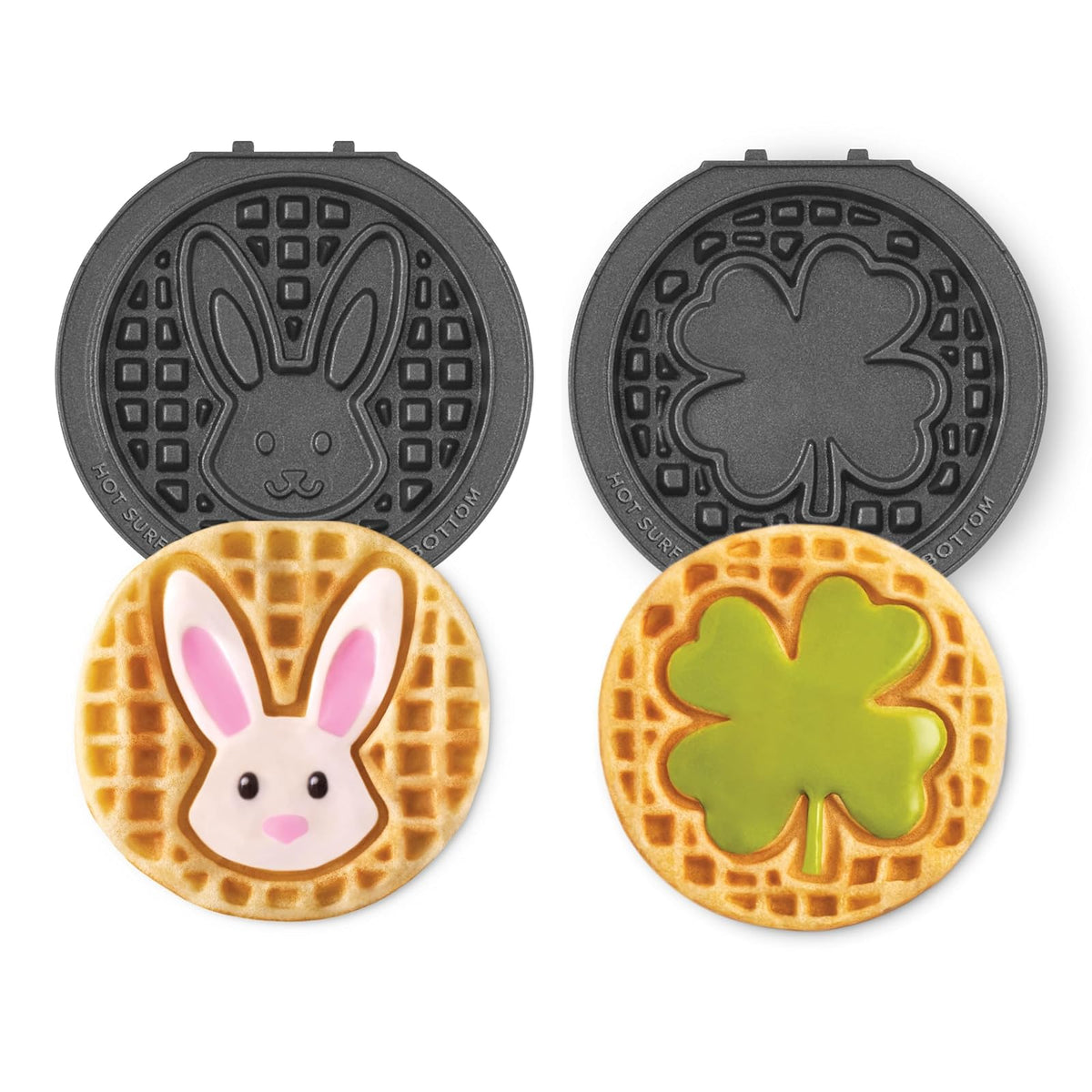 DASH Placas Extraíbles para Mini Waflera 4 Pulgadas (Paquete de 2) - Conejo y trébol