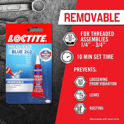 Loctite 242 azul Threadlocker 6 mm Tubo (209728), Paquete de 12, azul 242