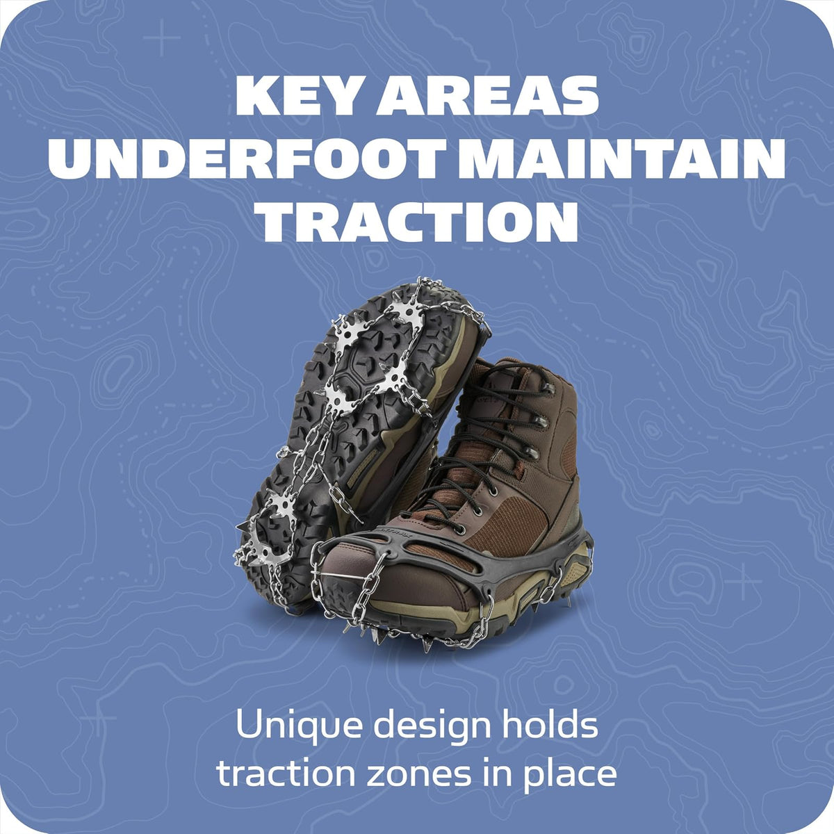 Yaktrax Adventure Grip - Dispositivo de tracción de Invierno Duradero con Puntas de Acero Inoxidable para Hielo y Nieve, Parte Superior de Goma termoplástica Flexible, se Adapta a Varios Calzados,