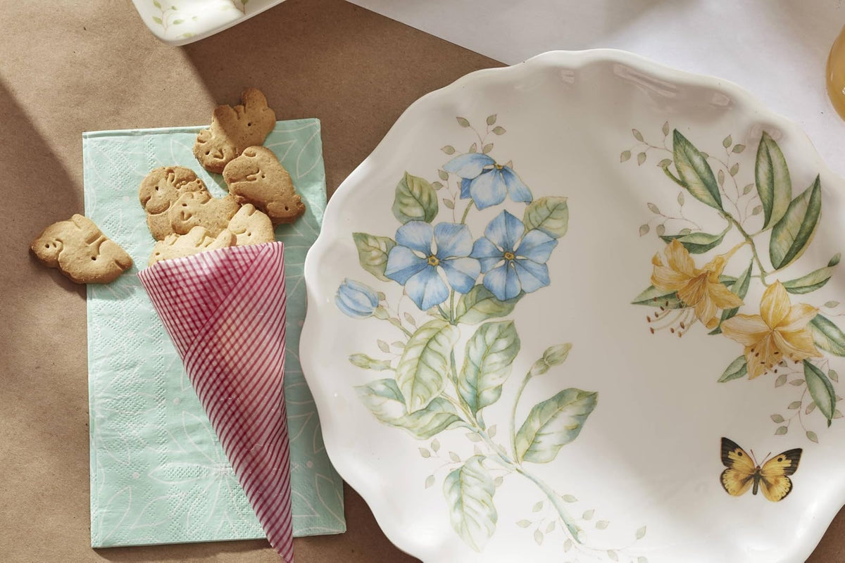 Lenox Butterfly Meadow Melamine Dinner Plates (Set of 4), White
