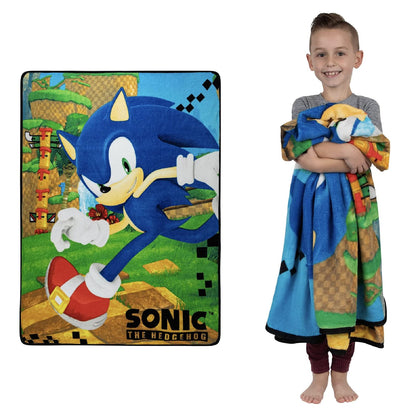 Franco Manta de Felpa Coleccionable con Personajes Licenciados - 46 in x 60 in - Sonic el erizo