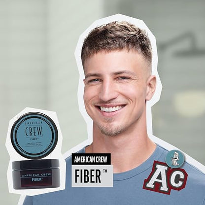 American Crew Fiber, 3 Oz, Fibra para Cabello | Fijación fuerte, brillo suave, acabado mate, cera para cabello liso a ondulado, fácil de lavar