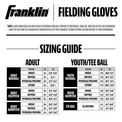 Franklin Sports 22858 Guantes de béisbol Unisex para Adolescentes de 9.5 Pulgadas, para niños, niñas, jóvenes, Azul Marino/Rojo, Talla 9.5 de EE. UU