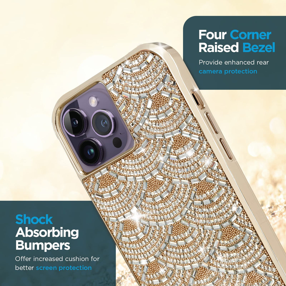 Case-Mate iPhone 14 Pro MAX Case - Chandelier [10FT Drop Protection] [Wireless Charging Compatible] Luxury Bling Glitter Cover with Dazzling Inset Crystals for iPhone 14 Pro MAX 6.7", Slim